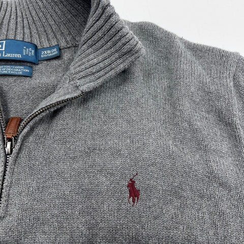 Polo Ralph Lauren Men's Gray Quarter Zip Cotton Sweater Sz 2XB
