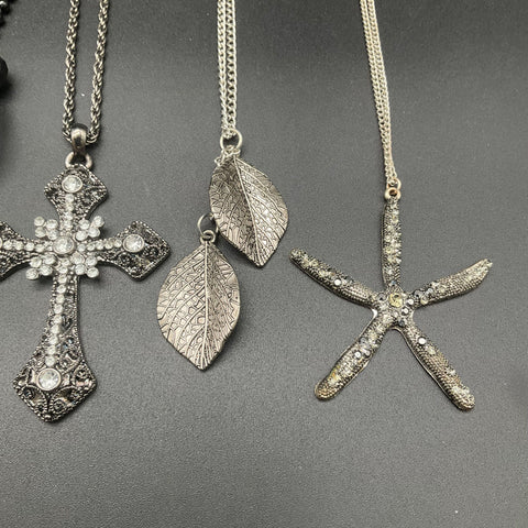 Statement Costume Jewelry Lot 10 Necklaces Starfish Cross Rhinestone Beaded