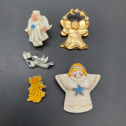 Vintage Christmas Holiday Brooches Lot 12 Signed Tancer Art Kmart Enamel Pins