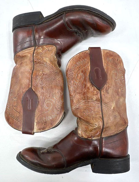 Olathe Two Tone Brown Leather Western Cowboy Boots Men's Size 10 D