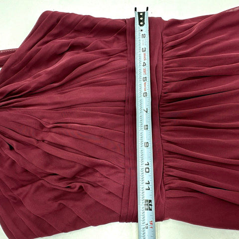 David's Bridal Women's Wine Long Mesh Y-Neck Bridesmaid Formal Gown NWT Sz 6