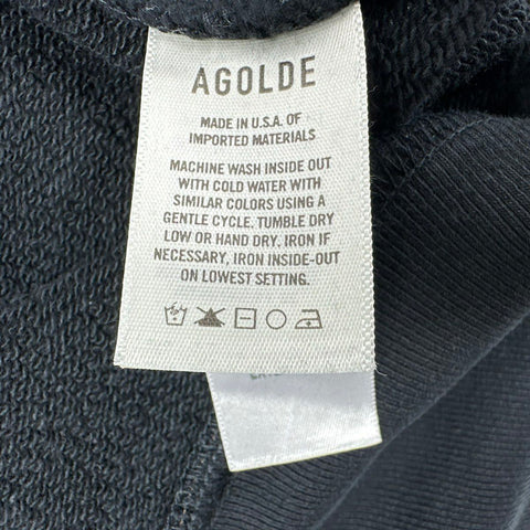 Agolde Women's Black High Neck Balloon Sleeve Turtleneck Sweatshirt Size XS