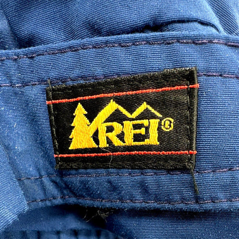 Vintage 90s REI Mountain Parka Hooded Jacket Blue Khaki Trim Sz XL