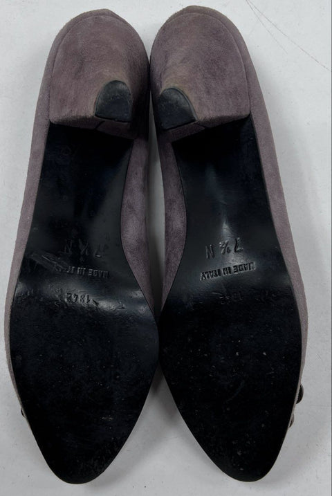 Vintage Saks Fifth Avenue Fantastic Mauve Suede Bow Pumps Italy Women's Size