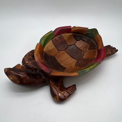 Vintage Hand Carved Wood Turtle Bowl 15" Jamaica Folk Art Uncle Scotty 1976