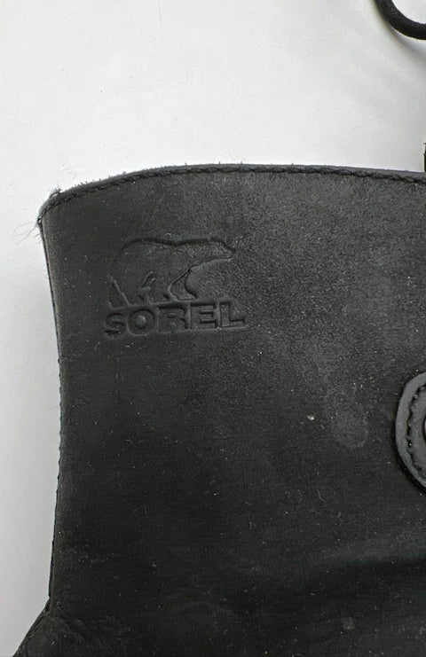 Sorel Joan of Arctic Wedge Mid Black Leather Women's Boots Size 12