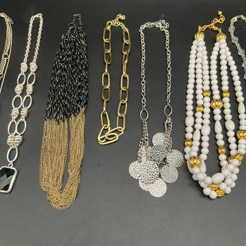 Costume Jewelry Lot of 10 Necklaces Statement Beaded Chain Pendant Layering