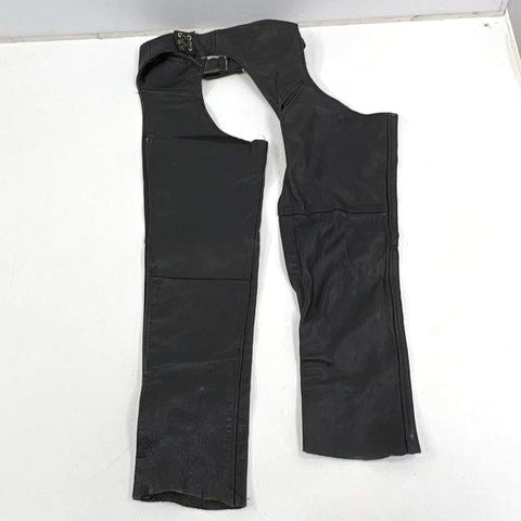 Leather King Black Leather Motorcycle Biker Riding Chaps Unisex Size XXS