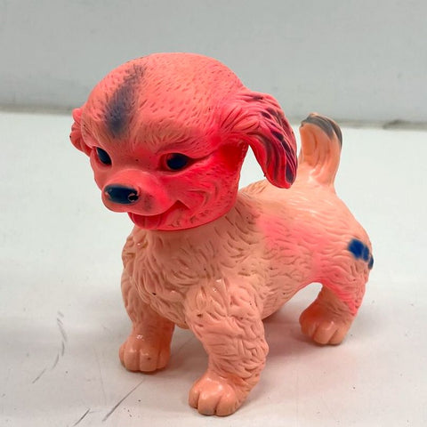 Vintage Rubber Squeak Toy Pink Red Dog Puppy Figurine Mid Century Kitsch