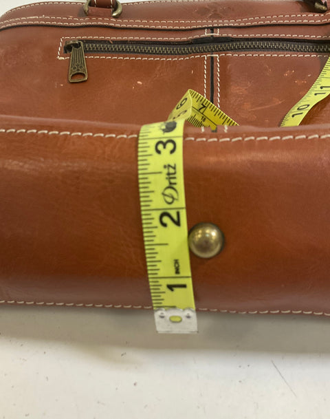 Patricia Nash Brown Leather Tote Shoulder Bag Brass Hardware