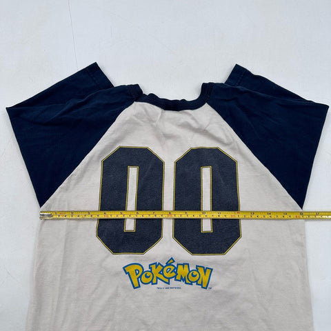 Vintage 1999 Pokemon Ash Pikachu Raglan Baseball T-Shirt Kids Sz S USA