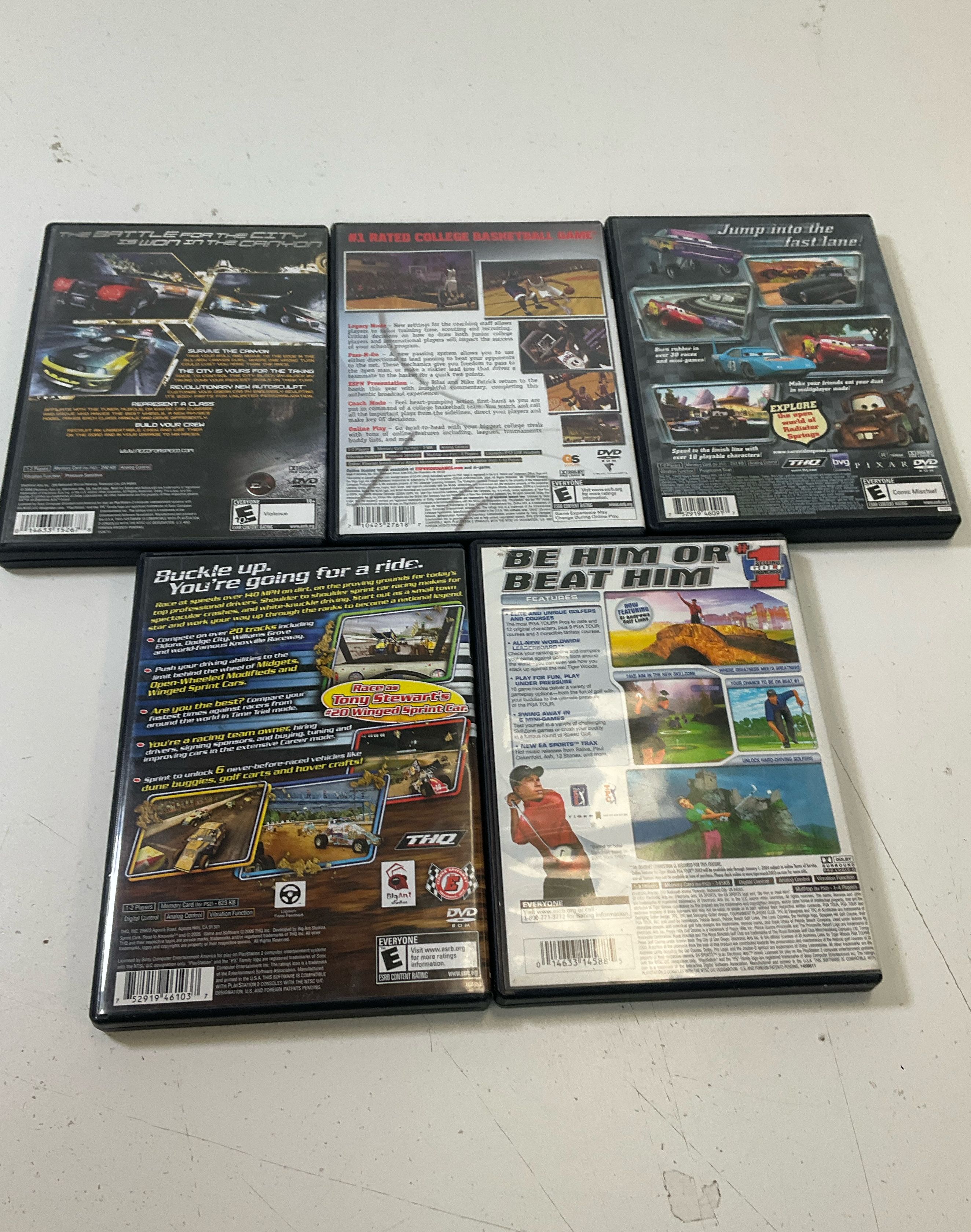 Playstation 2 5 Game Lot UNTESTED Cars Sprint Cars Need for Speed Carbon ESPN