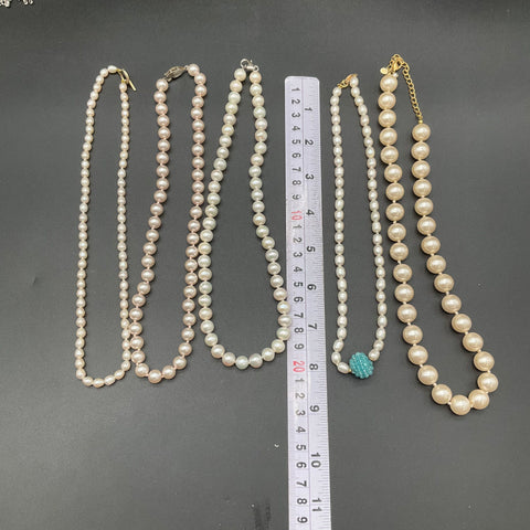 Assorted Faux Pearl Costume Jewelry Lot of 15 Necklaces Vintage & Modern