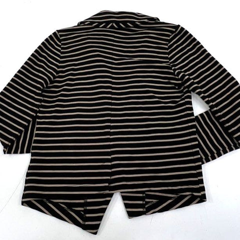 Anthropologie Dolan Women's Black Tan Striped Knit Open Front Blazer Jacket XS