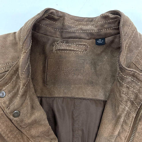 Roundtree & Yorke Brown Suede Leather Field Moto Jacket Men's Size L