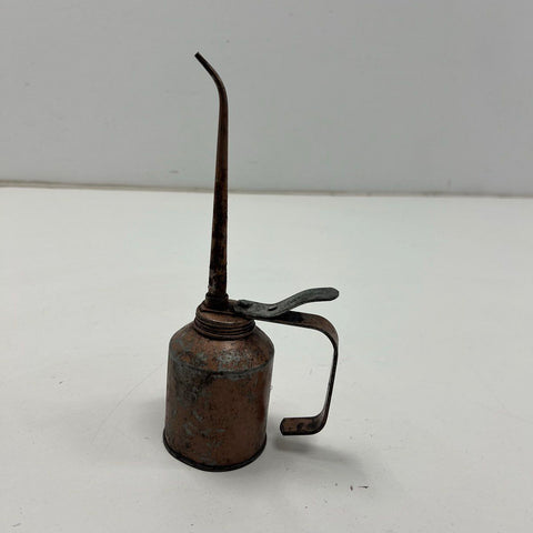 Vintage GOLDENROD Metal Pump Oil Can Thumb Oiler USA Made Rustic Industrial