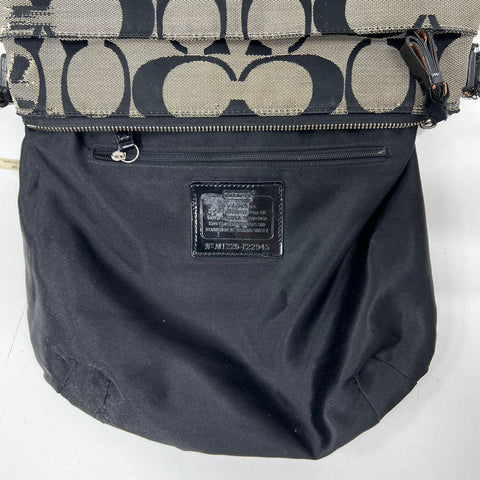 Coach Black Signature Canvas Poppy Crossbody Bag Heart Charm F22945