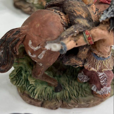 Vintage Lot Castagna Resin Figurines Native American Western Cowboy 1990s