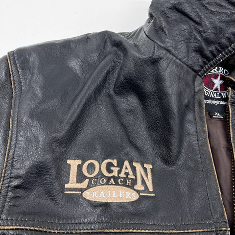 Carroll Original Wear Men's Black Leather Logan Coach Trailers Jacket Sz XL