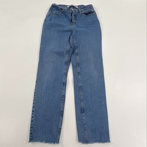 Y2K Harley-Davidson Straight Leg Jeans Raw Frayed Hem Made in Canada Sz 6