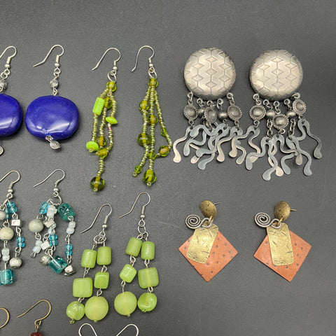 Boho Artisan Handcrafted Dangle Drop Earrings Costume Jewelry Lot of 15 Pairs