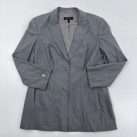 Escada Women's Gray Wool Silk Blend Single Button Blazer Made in Slovenia Sz 44