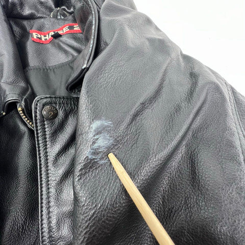 Vintage 90s Phase 2 Genuine Leather Bomber Jacket Quilted Lined Biker Sz 3XL