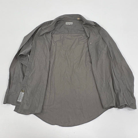 Vintage 90s Yves Saint Laurent Men's Gray Button Up Dress Shirt Sz 16 34/35