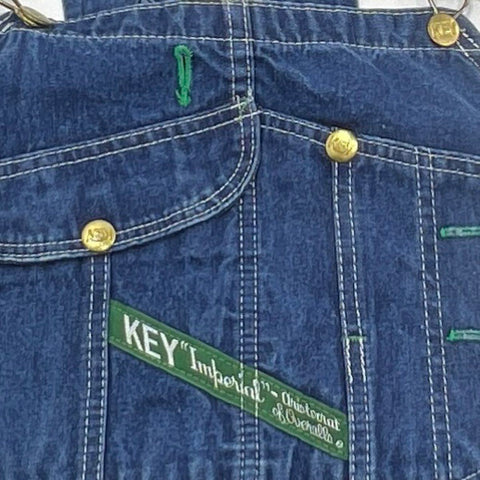 Vintage 80s Key Imperial 704KY Denim Bib Overalls Workwear USA Sz 36