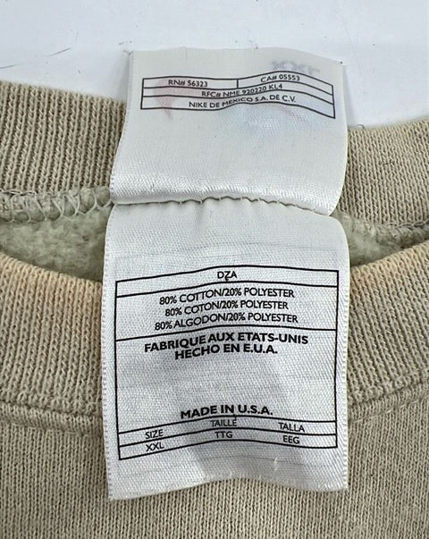 Vintage 90s Nike Men's Crewneck Sweatshirt Beige Embroidered Swoosh Sz XXL
