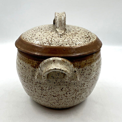 Vintage Studio Pottery Ceramic Steam Funnel Pot Speckled Stoneware Lidded