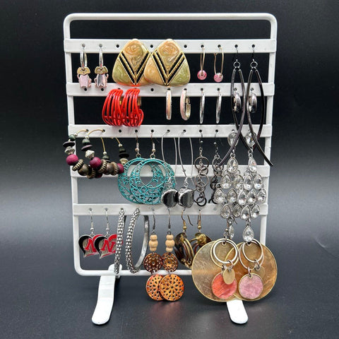 Fashion Jewelry Lot 45+ Pairs Earrings SJ Designs Tassel Hoops Studs Rhinestone