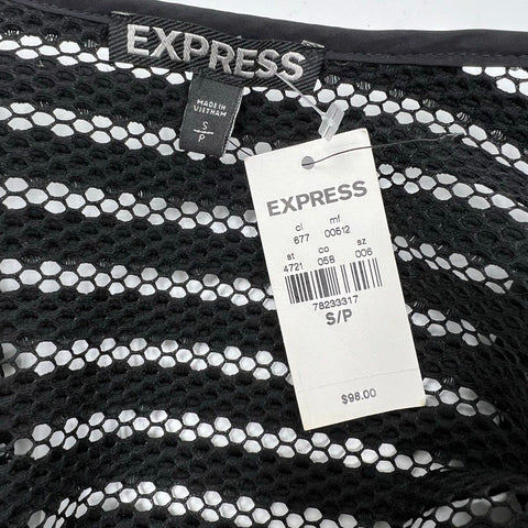 Express Women's Black Mesh Stripe Full Zip Jacket Size S NWT
