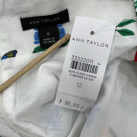 NWT Ann Taylor Women's Butterfly Garden Tie Shoulder Midi Dress Floral Sz 12