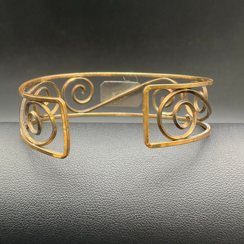 Vintage Krementz Gold Filled Cuff Bracelet Scroll Filigree Monogram E Engraved