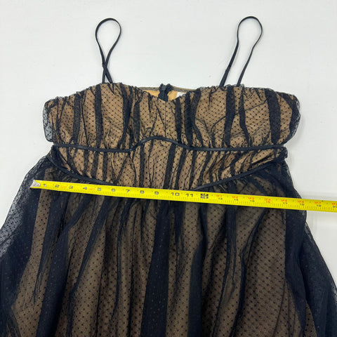 Arula Black Nude Tulle Dot Mesh Bustier Midi Dress Women's 1X NWT