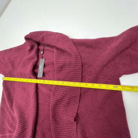 Talbots Women's Cardigan NWT Maroon Merino Wool Drape Open Front Petite Sz 2XP