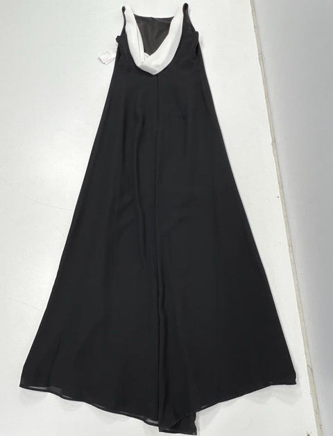 David's Bridal Women's NWT Black White Cowl Neck Formal Maxi Gown Dress Size 6