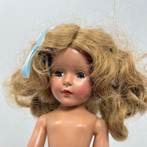 Vintage Hard Plastic Doll Blonde Hair Sleep Eyes 1950s Mid Century