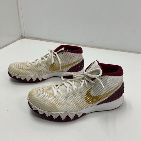 Nike Kyrie 1 iD White Metallic Gold Burgundy Basketball Shoes Size 11.5