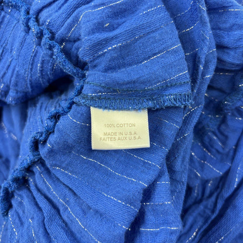 Misa Los Angeles Women's Blue Metallic Pinstripe Tiered Ruffle Mini Dress Sz S