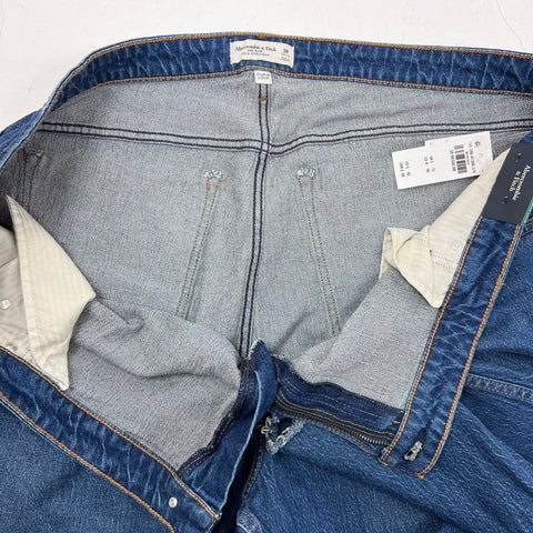 Abercrombie & Fitch Women's Blue 90s Straight Mid Rise Curve Love Jeans NWT 38