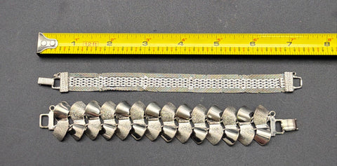 Vintage Goldette Silver Tone Bracelet Lot of 4 Cuffs Bangles Hinged Mesh