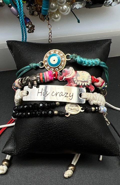 Fashion Jewelry Bracelet Lot 19pc Rhinestone Beaded Boho Religious Evil Eye