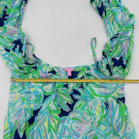 Lilly Pulitzer Women's Candice Silk Dress Resort Navy Uptown Trunk Sz L NWT