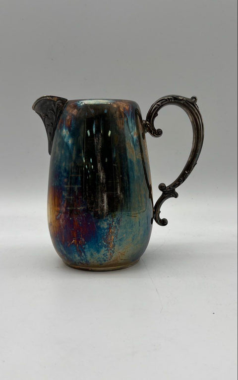 WM Rogers Silver Plate Water Pitcher Ornate Scroll Handle Victorian Vintage