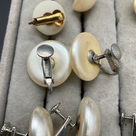 Vintage Richelieu Faux Pearl Clip On & Screw Back Earrings Jewelry Lot 11 Pairs