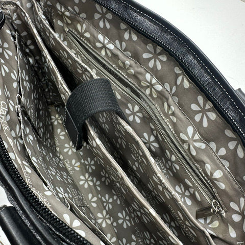 Clark & Mayfield Grey Canvas Laptop Tote Bag Black Trim Large Work Travel