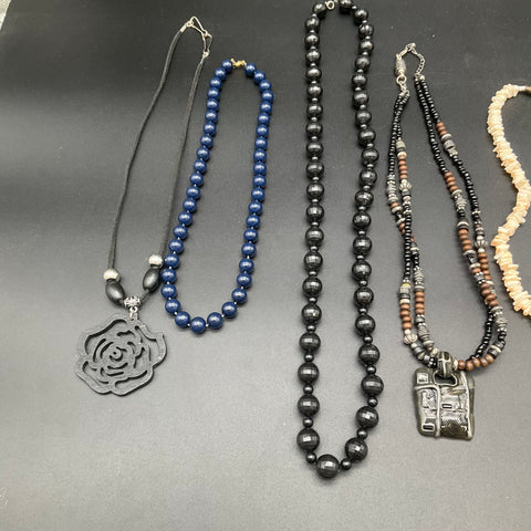 Eclectic Boho Costume Jewelry Lot of 8 Necklaces Beaded Shell Pendant Styles