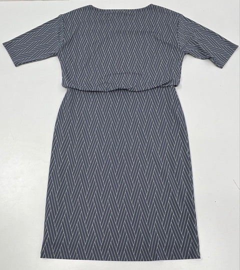 Ann Taylor Women's Gray Geometric Popover Short Sleeve Sheath Dress NWT Sz M
